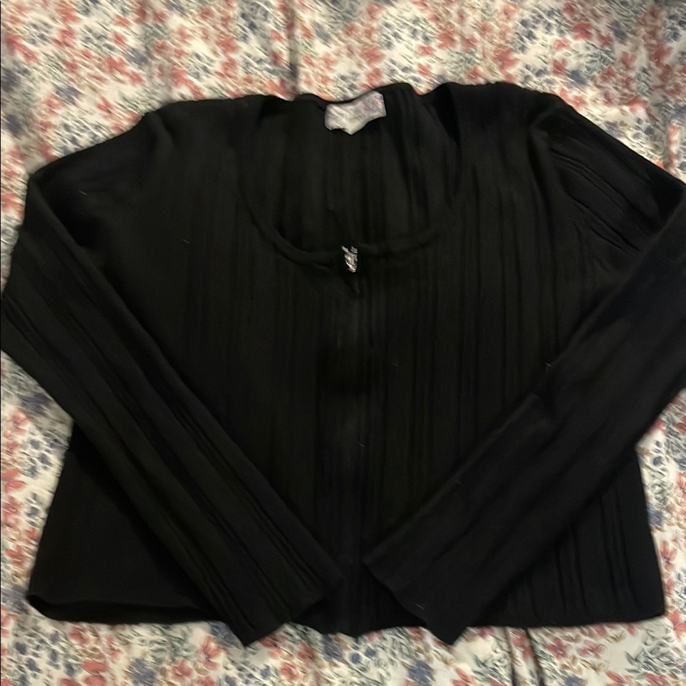 Pink Republic Black Ribbed Long Sleeve zippered sweater